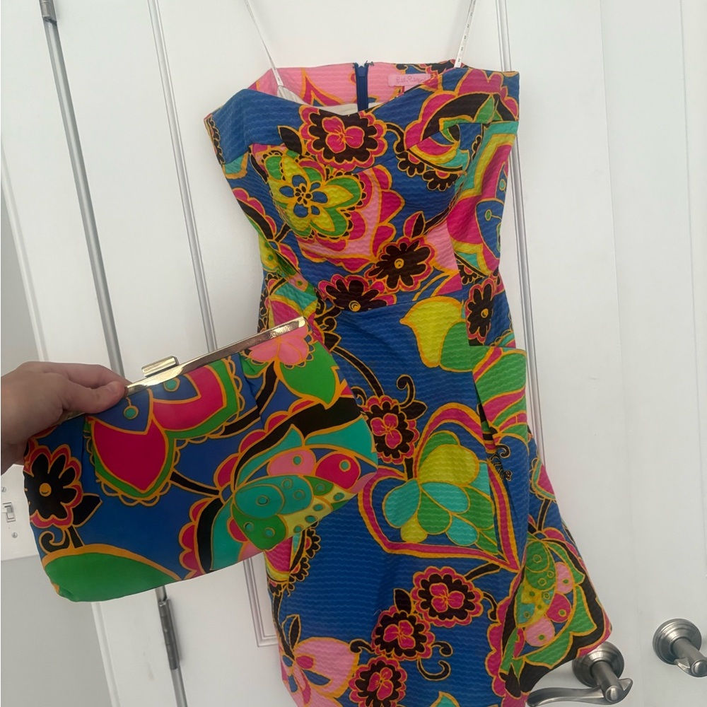 Lilly Pulitzer dress and matching clutch